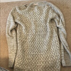 It's Our Time Gray Crew Neck Sweater with Textured Knit
